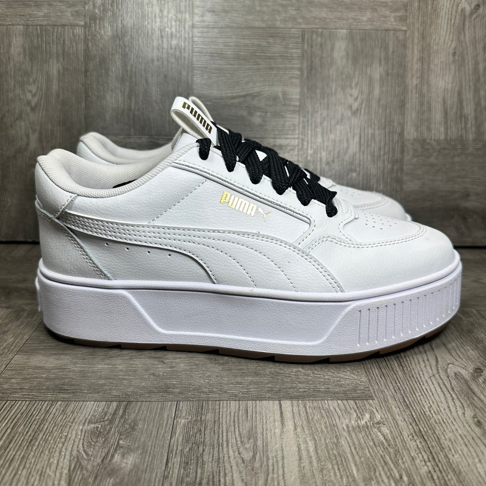 Puma Karmen L Sneakers Womens 8.5 White Black Leather Platform NEW